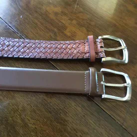 Two Mens Brown Leather Belts, Tommy Bahama And Boss Size 40