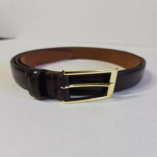 Brooks Brothers Mens Smooth Brown Belt Gold Color Buckle Size 42 Leather 