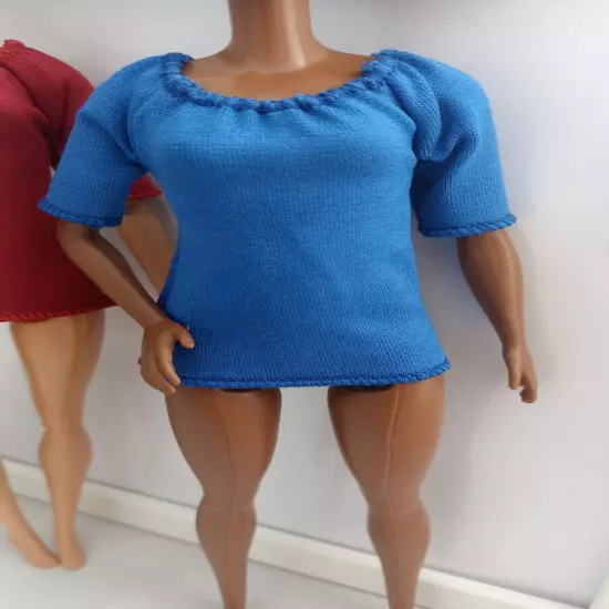 Two top for 1:6 scale doll, no hook and loop, stretch