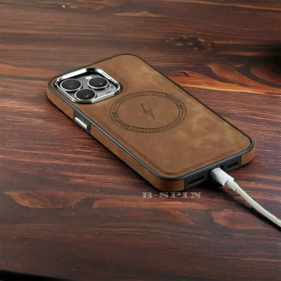 For Apple iPhone 16 15 14 Max 13 12 Leather MagSafe Magnetic Shockproof Cover