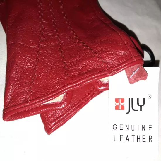 JLY NWT fleece-lined red leather gloves womens size M