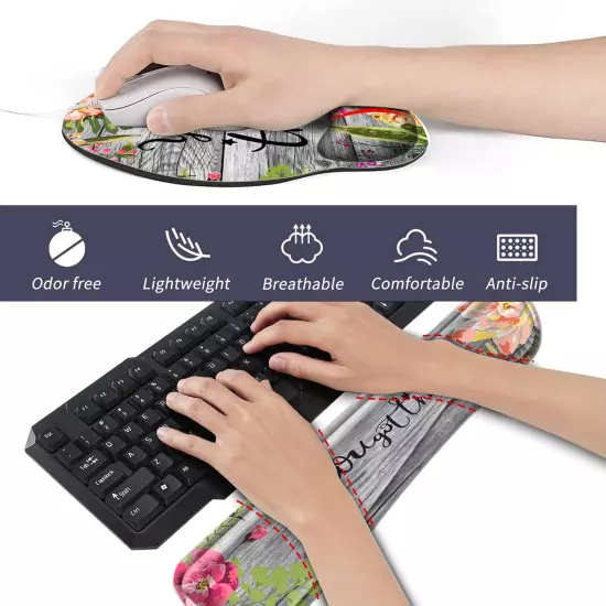 Ergonomic Mouse Pad with Wrist Support Gel and Keyboard Wrist Rest Set + Coaster