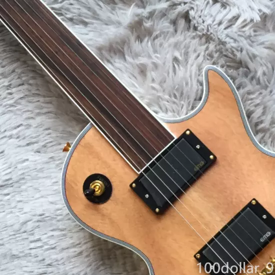 Custom Burlywood Fretless Electric Guitar Rosewood Fingerboard Gold Hardware