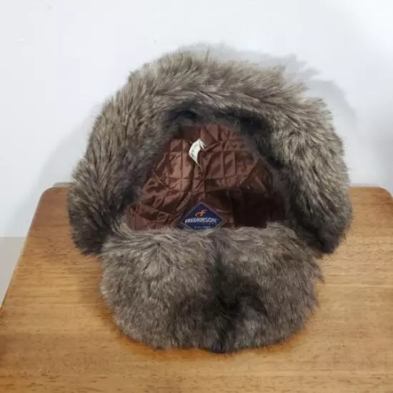 Vtg Fredrikson Finland Faux Fur Earflap Hunting Trapper Bomber Winter Hat Cap 