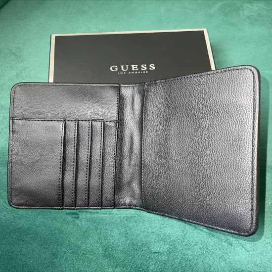 Guess Los Angeles ID Card Case Black Passport Holder *NIB **