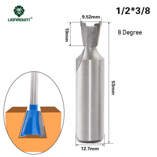 1/4" 12mm 1/2" Shank Dovetail Router Bit Set 1PC/6PCS 8 Degree 14 Degree