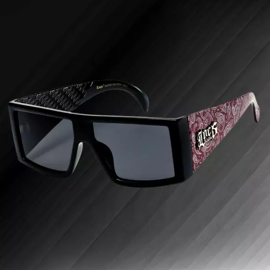 Mens Locs Rectangular Lowrider Biker Flat Top Large Frame Bandana Sunglasses