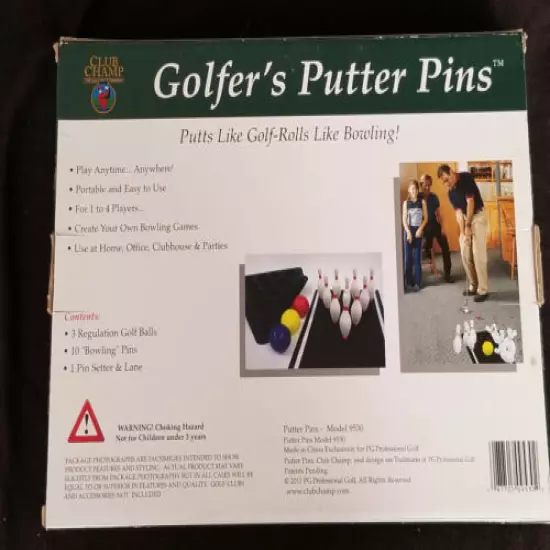 Golfer's Putter Pins: Puts Like Golf Rolls Like Bowling! by Club Champ - NEW (2)