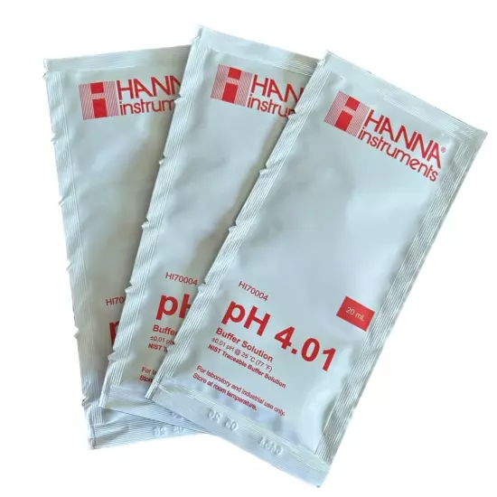 3x 20ml pH 4 Buffer Calibration Solution - 4.01/milwaukee/m10004/hanna/hi70004