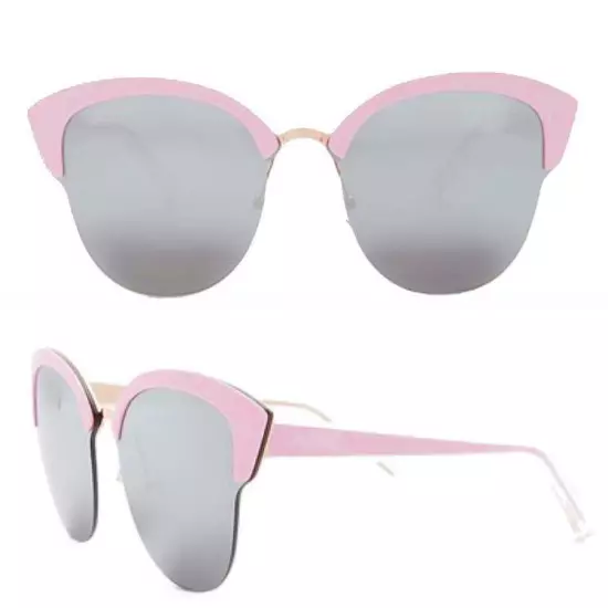 AQS Aquaswiss Cat Eye Sunglasses Pink Gray $149 Mirrored Lens 70-13-145 Italy