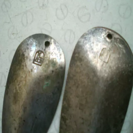 2 VINTAGE ALLCOCK HOGBACK SPOONS WITH RARE ALLCOCK STAG LOGO