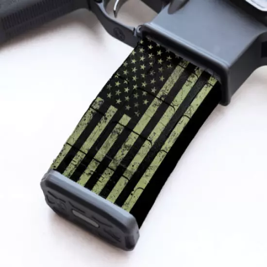 Magazine Wrap SUBDUED GRUNGE GREEN FLAG AR vinyl Skin 5.56 Airsoft ARM30-1024