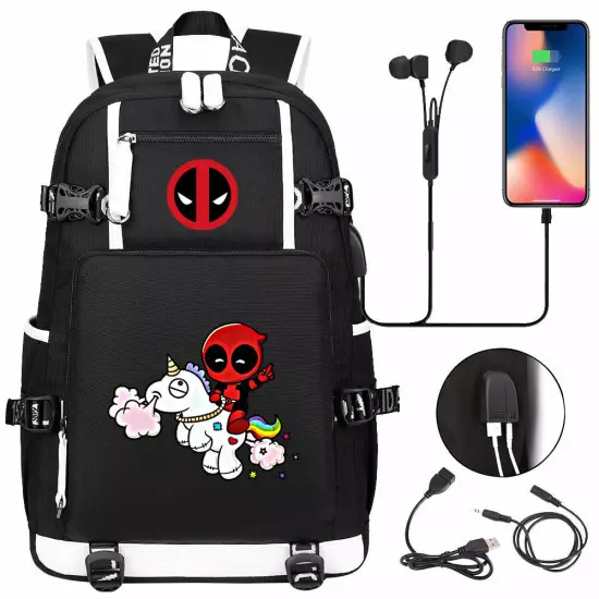 New Deadpool USB Backpack School Bags Men Teens Shoulder Outdoor Bags