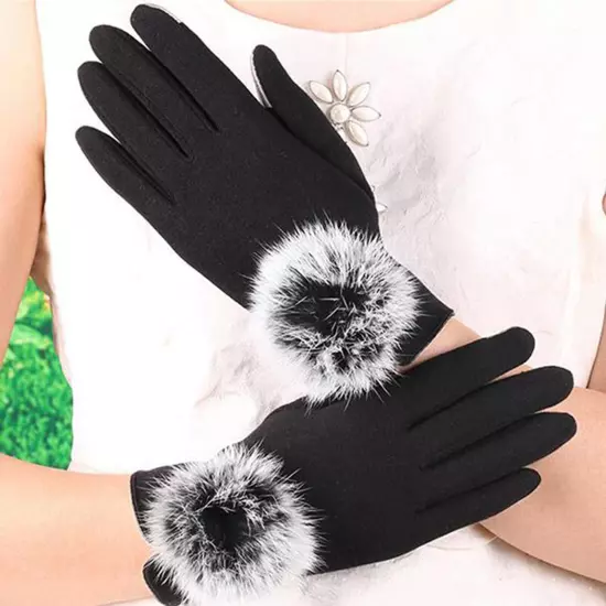 Women Winter Touchscreen Gloves For Cold Weather Solid Thermal Knit Cuff Gloves