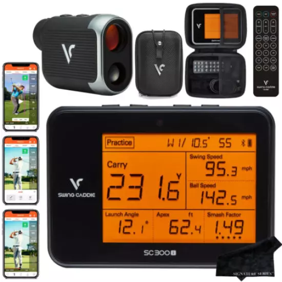 Swing Caddie SC300i Golf Launch Monitor Signature Case and L5 Rangefinder Bundle