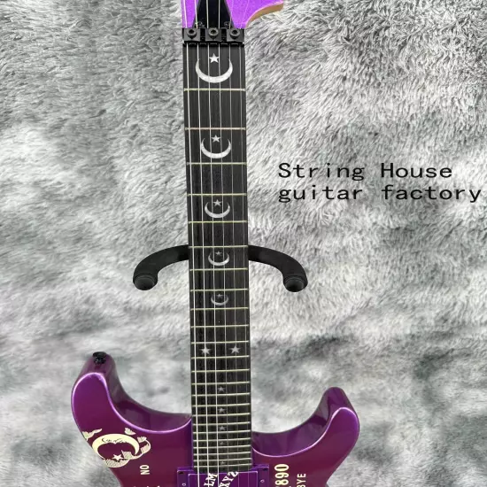 ST Custom Purple Ouija Electric Guitar Black Part Basswood Body High Quality