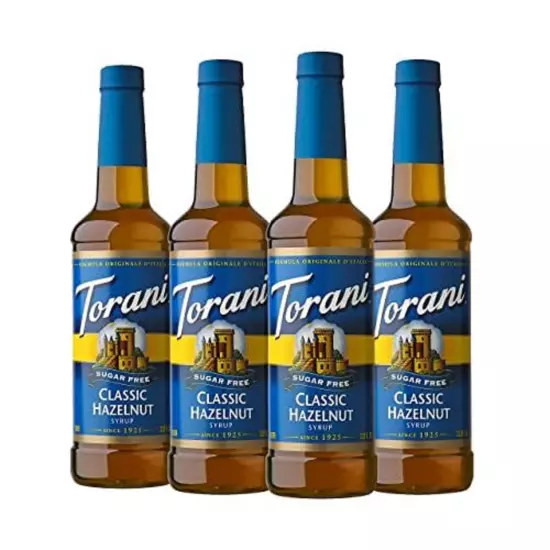 Torani Sugar Free Syrup, Classic Hazelnut, 25.4 Ounces Pack of 4