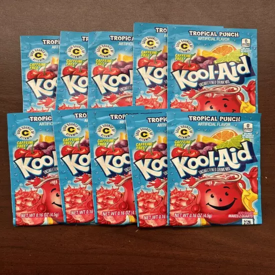 10 Tropical Punch Flavor Kool Aid Drink Mix Vitamin C Unsweetened