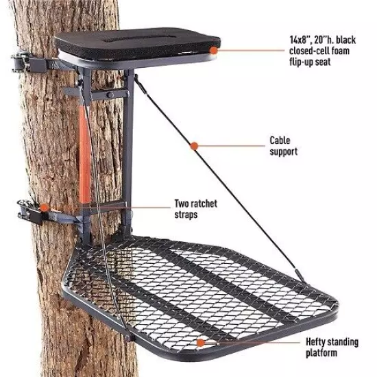 Tree Stand Hang On Heavy Duty Deer Hunting Stands Powder Coated Flip Up Seat New