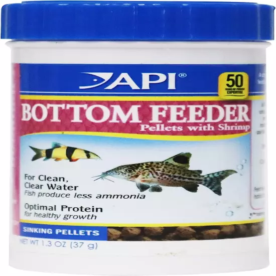 BOTTOM FEEDER PELLETS with SHRIMP Fish Food 1.3-Ounce Container