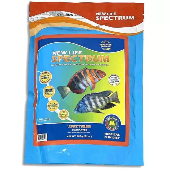 New Life Spectrum Tropical Fish Medium Pellet Fresh & Marine Fish Food 600g