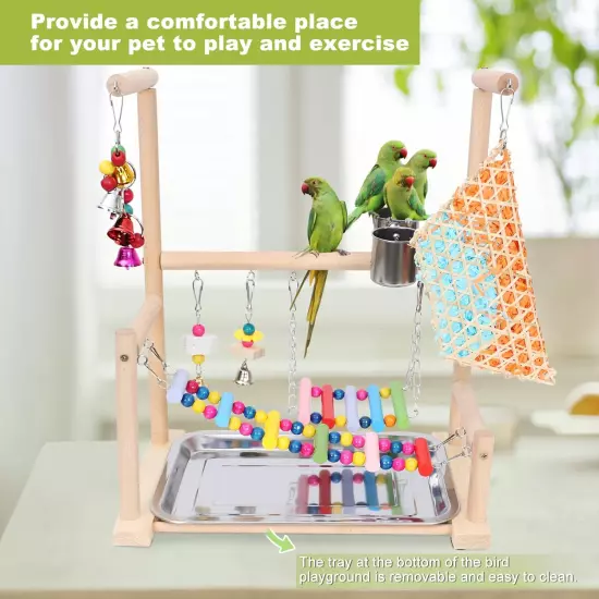 Bird Playground Parrot Playstand Toys: Bird Cage Accessories Bird Perches with R