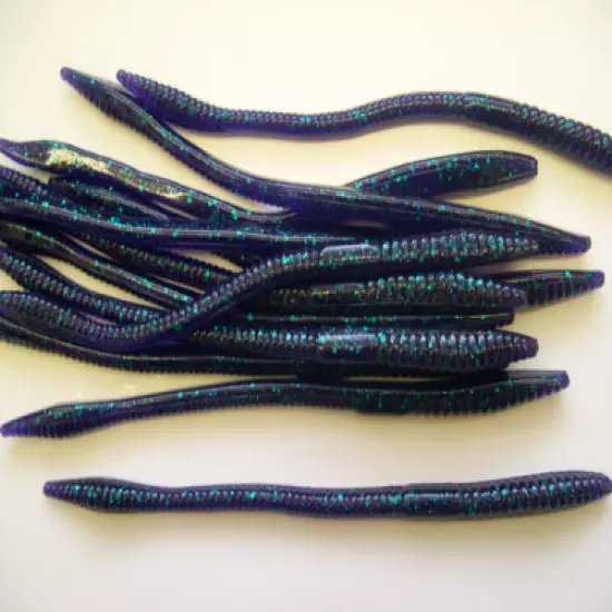 100 pk - 6" Finesse Worms - Junebug - SALT & SCENT - Lot Bass Lures - Quality