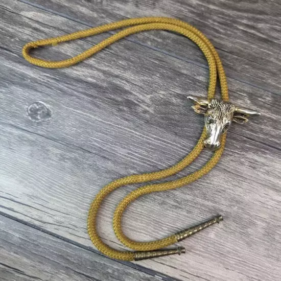 Vintage Texas Steer Bolo Necktie Western Cord Rope Rodeo Wear Cowboy Rancher 16"