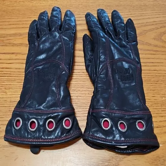 Harley Davidson womens riding gloves L black leather Gortex Linning 97243-VW