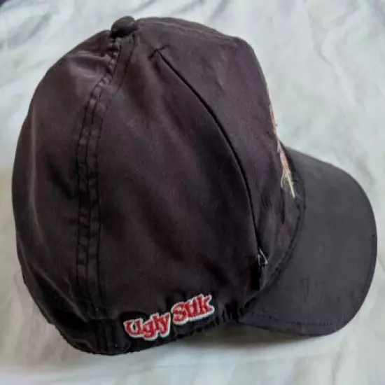 vintage UGLY STIK big trout lake HAT cap osfa ZIPPER POCKET VENT strapback