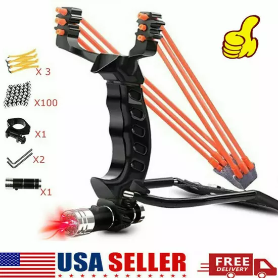 Pro Hunting Fishing Slingshot Powerful High Velocity Catapult Laser Shoot Set 