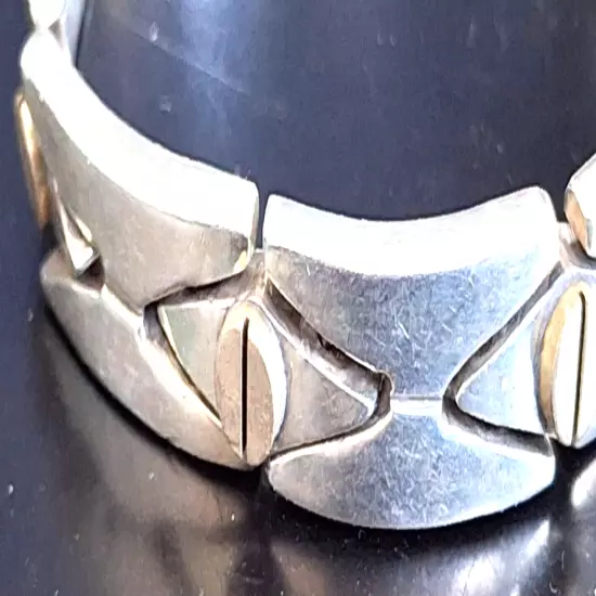 MEN'S TAXCO STERLING SILVER AND BRASS SCREW DESIGN BRACELET