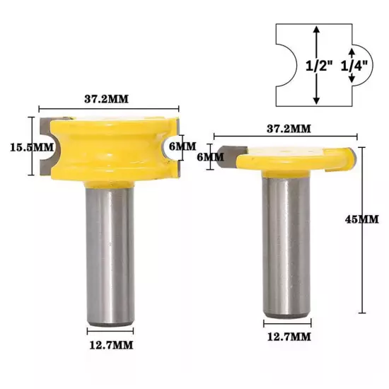 2 PCS Router Bit T-type Arc Milling with 1/2-inch Shank Electric P7L1