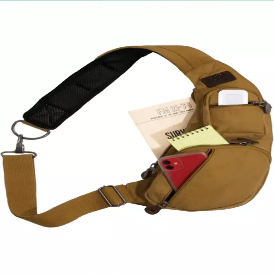 Rothco Crossbody Tactical Canvas Sling Bag Coyote Brown 24981 14.5" x 7"