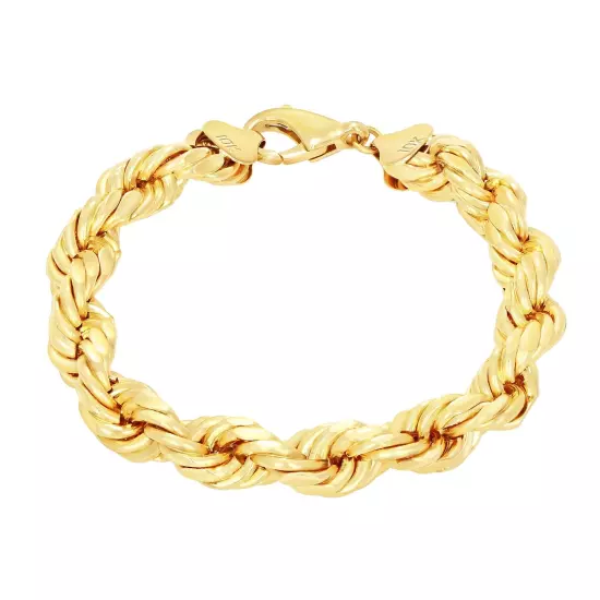 10K Yellow Gold Rope Diamond Cut Mens Chain Bracelet 8" -9" 6mm 7mm 8mm 9mm 10mm