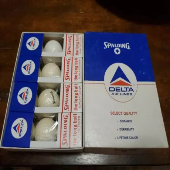 Vintage Spalding Delta Airlines Branded Golf Balls Box Of 12