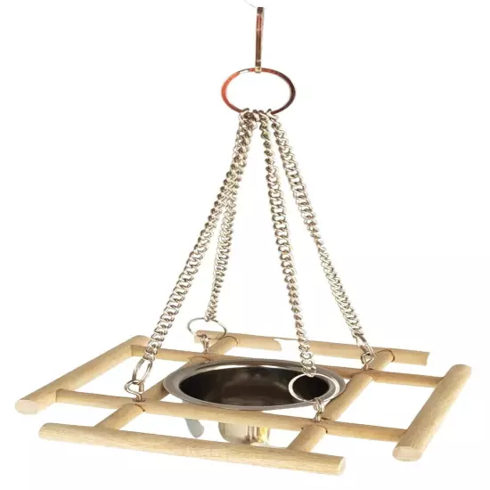 Parrots Feeder, Seating Perch Stand Bird Feeder Bowl with Wooden Stand.