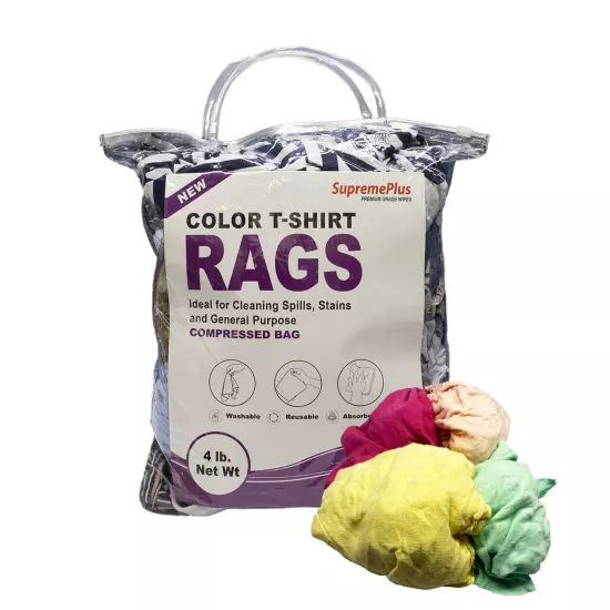 New Color Knit T-Shirt Wiping Rags 4 lbs. Bag Multipurpose Cleaning Cloths