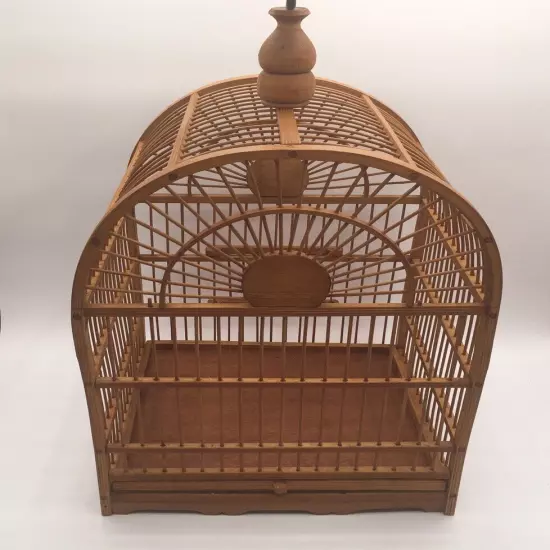 Vintage Handmade Wood Sticks Tramp Art Finch Birdcage Boho Cottagecore 13 1/2” T