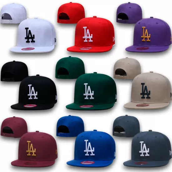 LA Baseball Cap Los Angeles Flat Brim Sanpbacks Made From Premium Quality Cotton