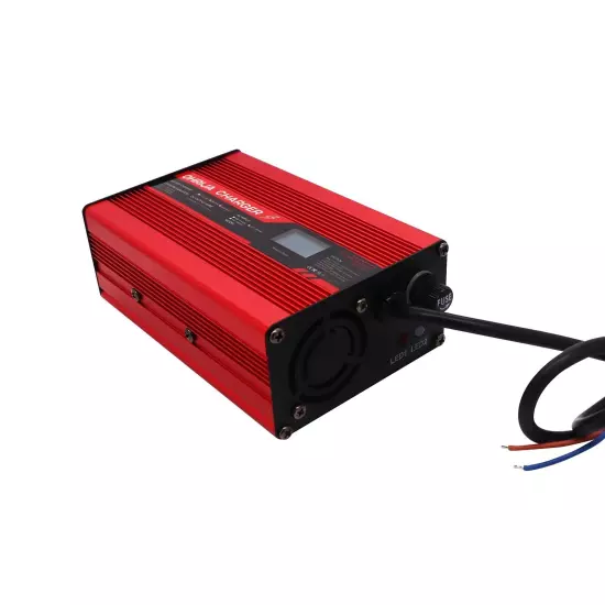 48 Volt 5 A Golf Cart Battery Charger with Round 3 Pin Plug for Club Car red