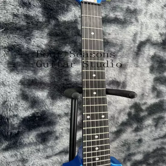 Blue Solid Body Custom Special Shape Electric Guitar 2H Pickups Fixed Bridge