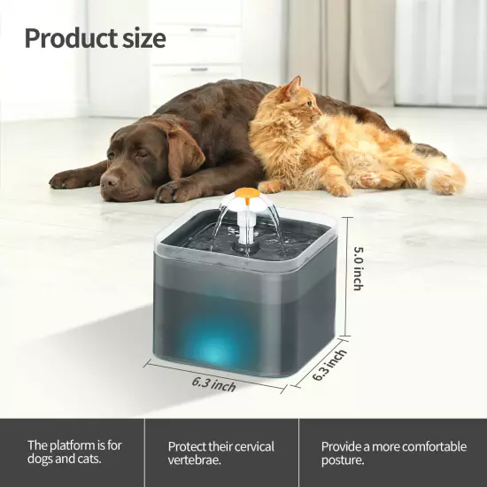 LED Electric Pet Cat Dog Automatic Water Fountain Pet Drinking Dispenser Bowl 2L