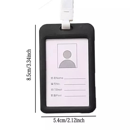 Double-Sided Plastic ID Card Holder Work Badge Wallet Neck Strap Lanyard❥