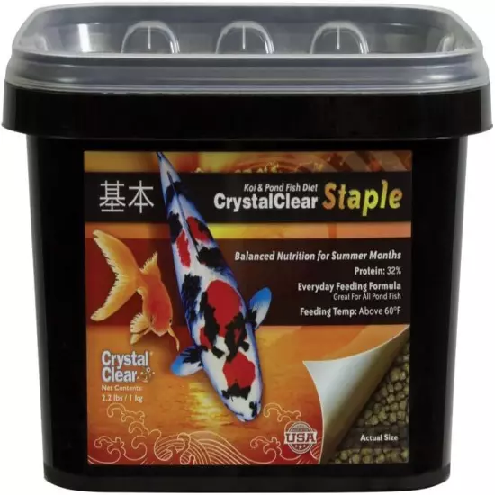 CrystalClear Staple Balanced Nutrition Koi Fish Food for Every Day Feeding, 3mm 