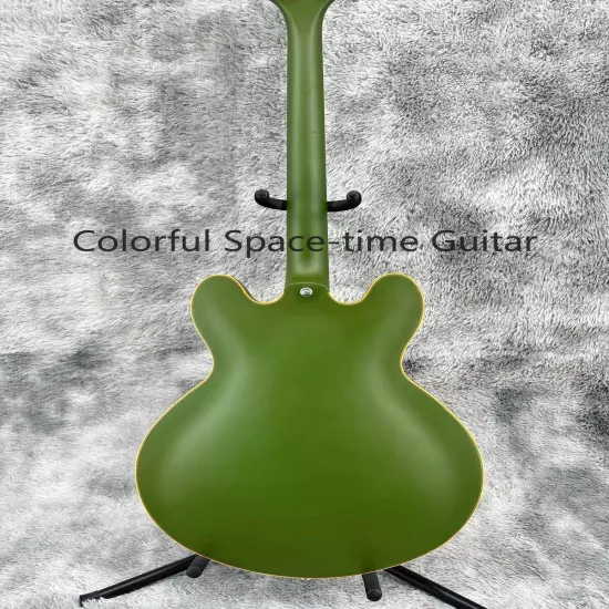 Custom Green Semi-Hollow ES-335 Electric Guitar Maple Body Black Pickguard