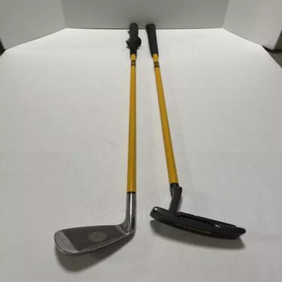 Set Of 2 MOMENTUS Weighted Golf Training Aid Clubs Putter & Swing Trainer Iron