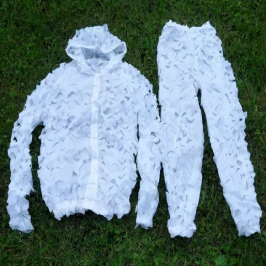 Hunting Snow Camo Ghillie Suits Winter camouflage Snow Jacket Pant Set