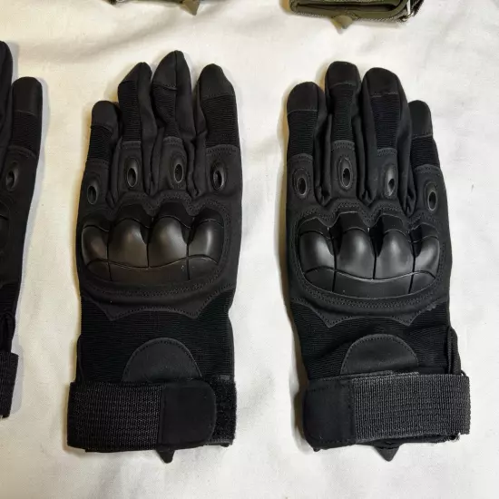 USA Tactical KNOCKER Gloves Rubberized Knuckle Lot Of 16 Blk /Grn Large