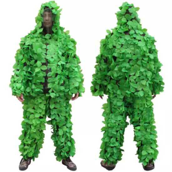 Ghillie Suit Waterproof Hunting Outdoor Training Leaves Camouflage Jacket Pants